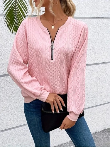 2024 Cross-Border Women's Pullover Sweater: 4-in-1 Quilted Casual Hoodie with Zipper, Korean-Style Leisure Wear