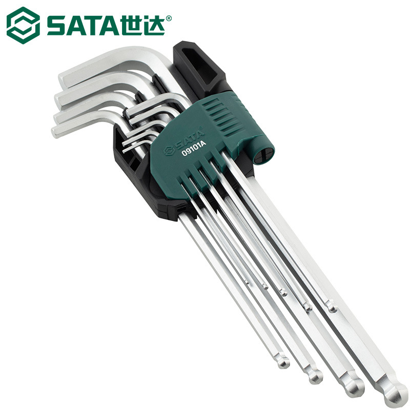 世达09101A内六角扳手套装特长球头铬钒钢加硬公制9件套1.5-10mm