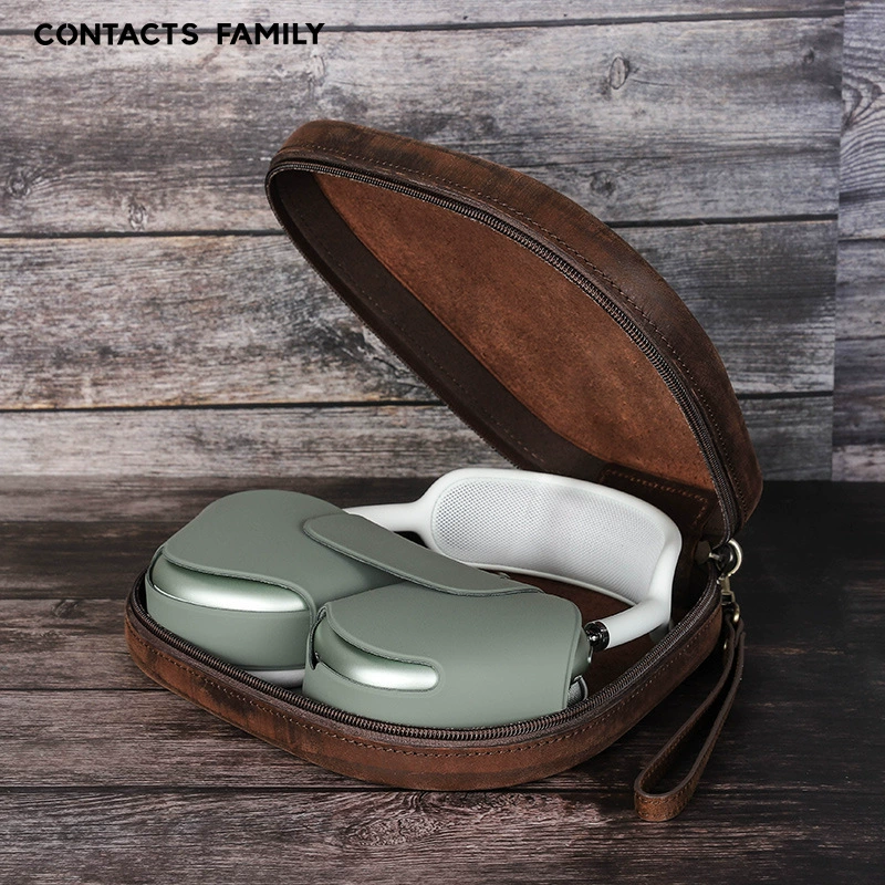 Suitable for airpodsmax Headset Protective Cover Cowhide Apple Headset Wrist Zipper Headset Bag Suitable for airpodsmax Headset Protective Cover Cowhide Apple Headset Wrist Zipper Headset Bag