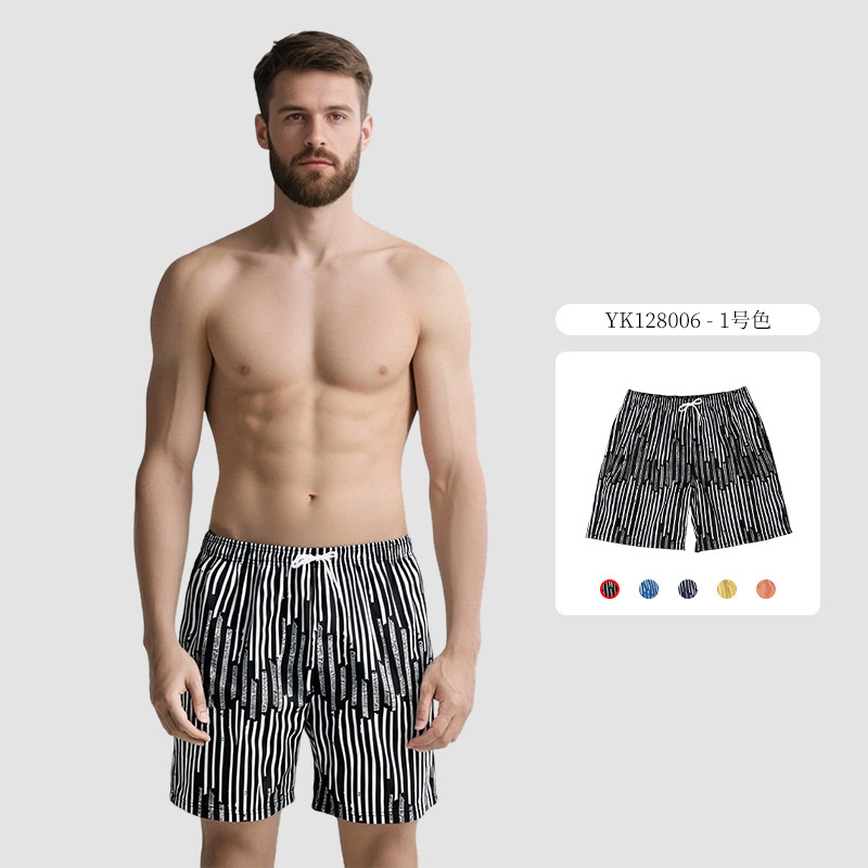 Verano nuevo estilo surf natación pantalones de cinco puntos diseño a rayas pantalones de playa de ocio deportivo para hombres sueltos de talla europea