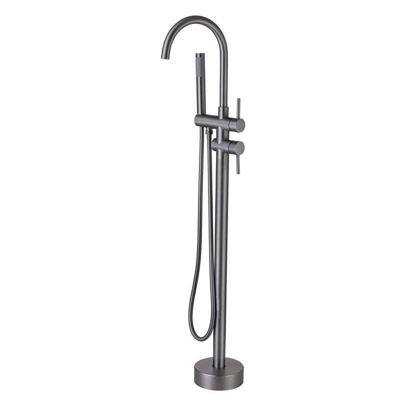Bathtub faucet shower set gun grey floor-standing faucet with hand spray head bathroom vertical rotary wooden barrel