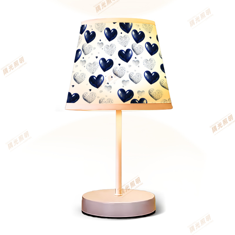 Transfronterizo colorido amor impresión tela pequeña lámpara de escritorio USB recargable lámpara de decoración del dormitorio chica sensación de atmósfera lámpara de noche