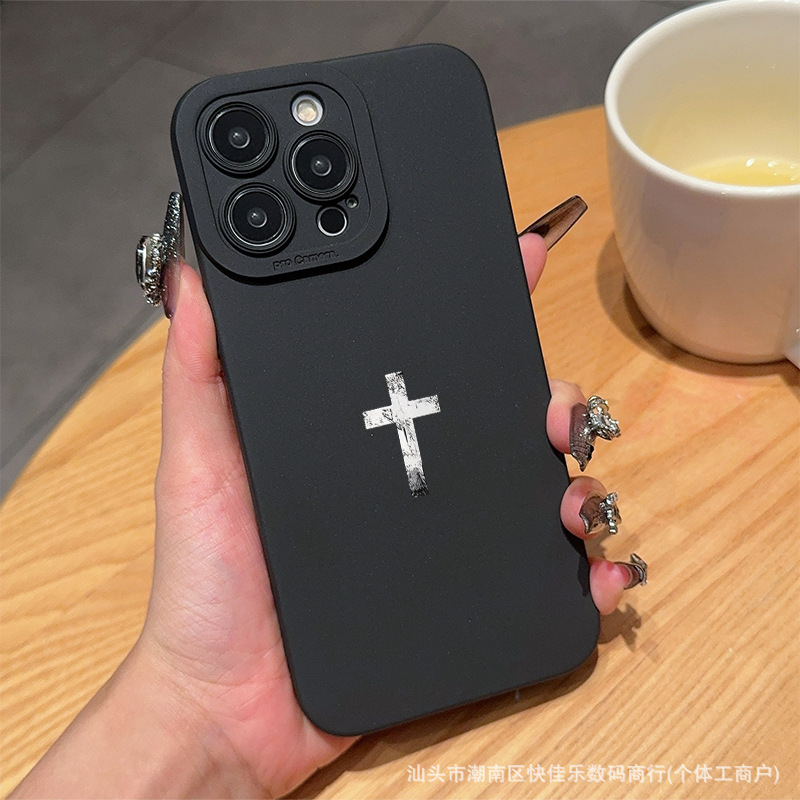 Simple cross for Apple 16 mobile phone case iPhone15 creative 11/12/13Pro tide xs/xr male 14