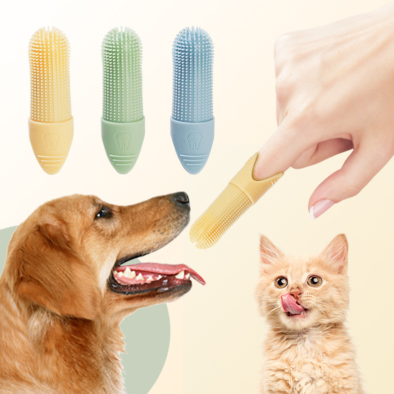 Cepillo de dientes para mascotas de Amazon, limpieza bucal para gatos, cuidado anti-sarro, dedales de silicona, cepillo de dientes para perros