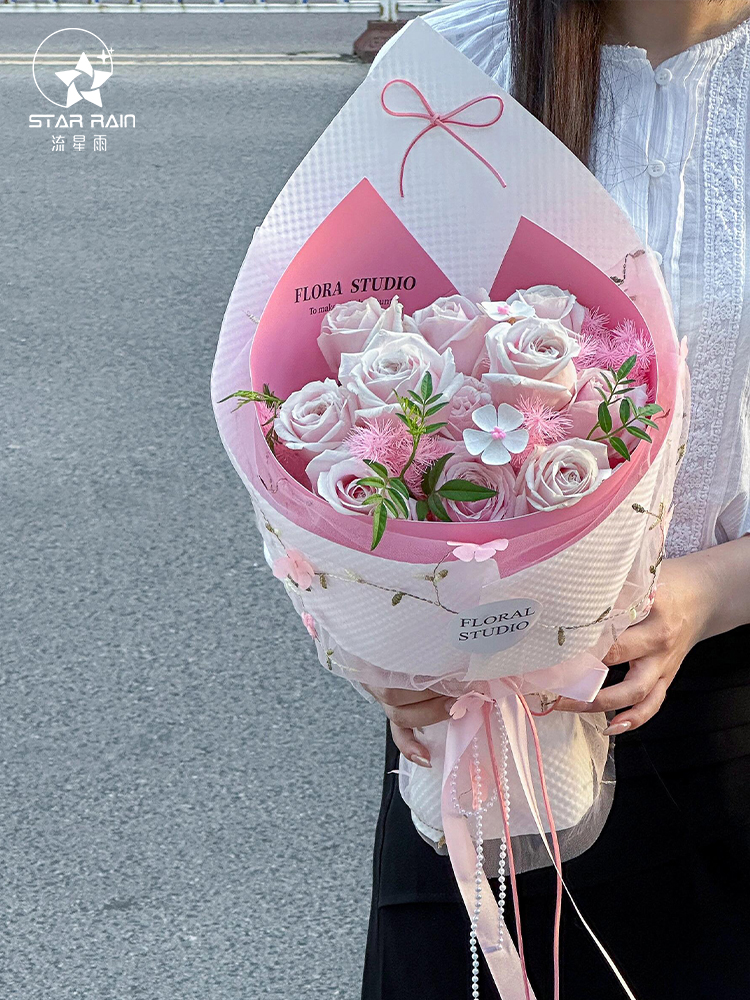 Meteor lluvia Inglés ballet buquete forrado de forma de papel de embalaje de flores materiales de flordiy
