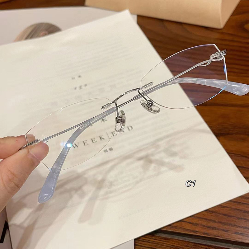 新款军达眼镜纯钛镜框全钛无框素颜眼镜可配近视无边框眼镜Z1829