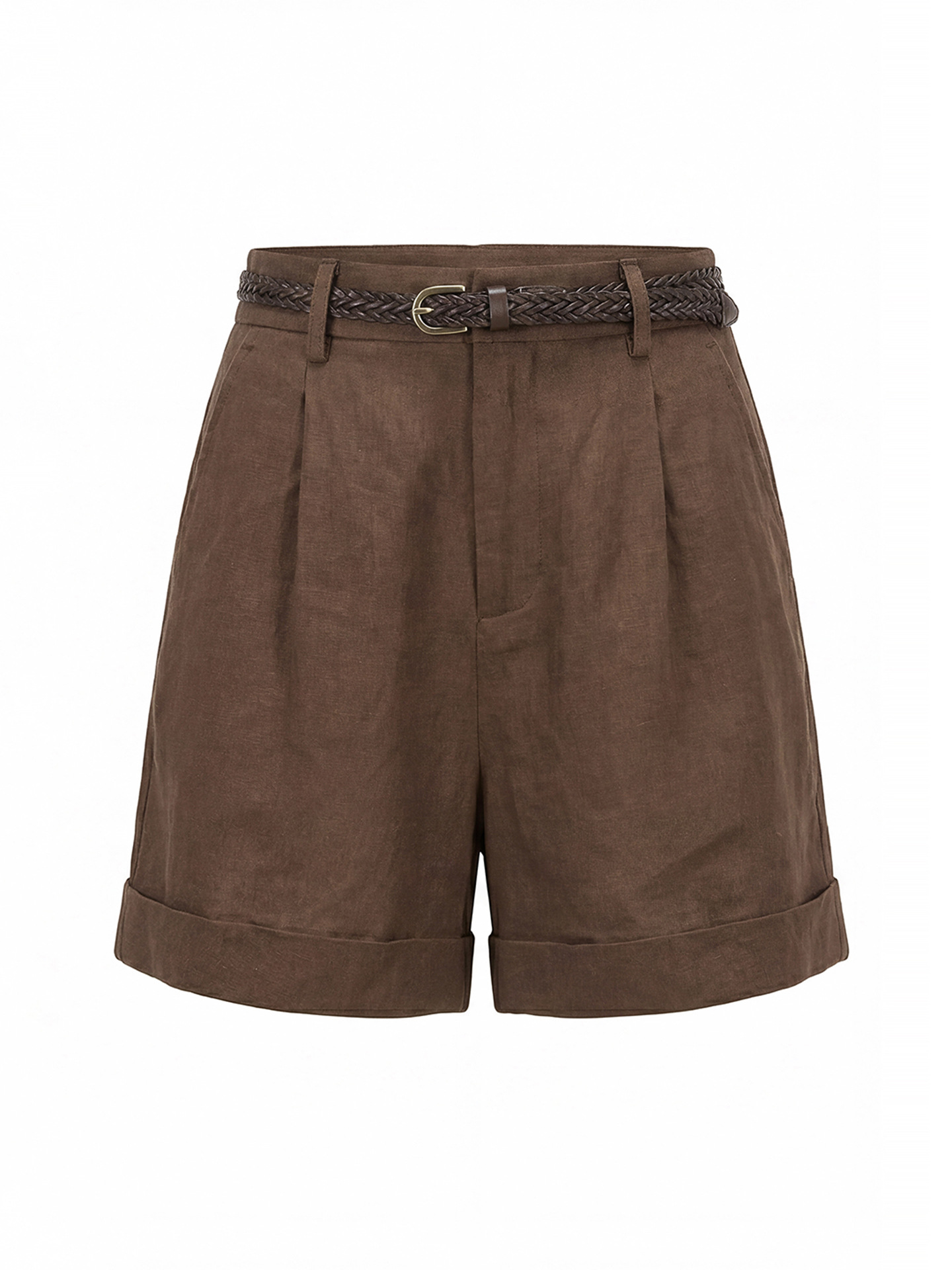 Quần short nữ kaki cạp cao ống suông chống nhăn phong cách công sở — Xanh lông mòng đen