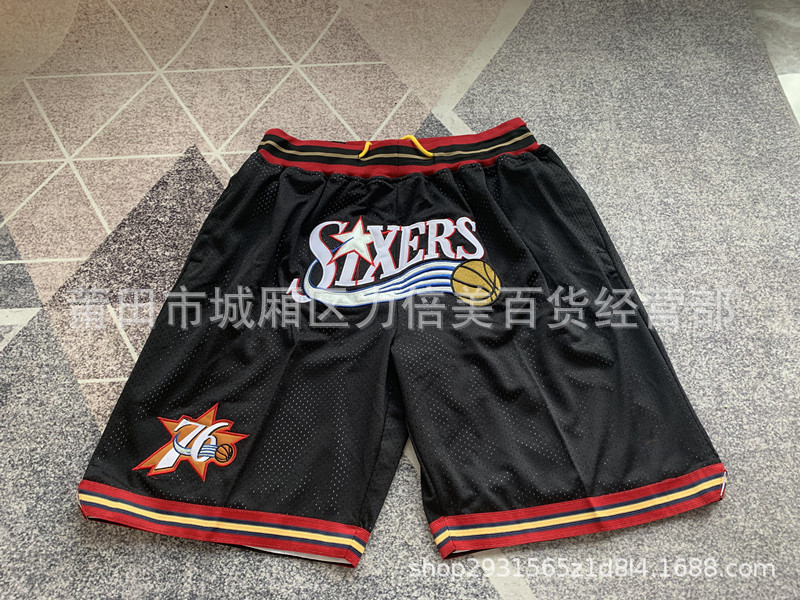 Comercio exterior pantalones de fútbol al por mayor Warriors Lakers 76 caliente Raptor mágico bolsillo bordado pantalones cortos pantalones de baloncesto NFL