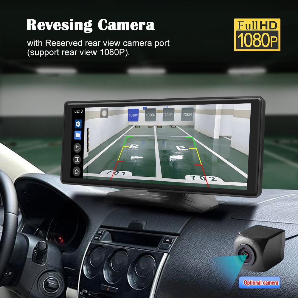 10.25inch Car-Mounted Portable Screen Navigator Wireless Carplay Car Reversing Camera High-Definition Driving Recorder