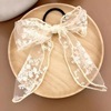 White ponytail with bow, hairgrip, hair accessory, simple and elegant design, Chanel style, internet celebrity