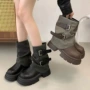 秋季厚底增高新款牛仔靴