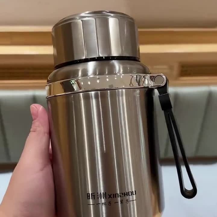 Short and stout insulated water bottle, 316 stainless steel, large capacity, suitable for outdoor use, car use, and as a portable cup for students