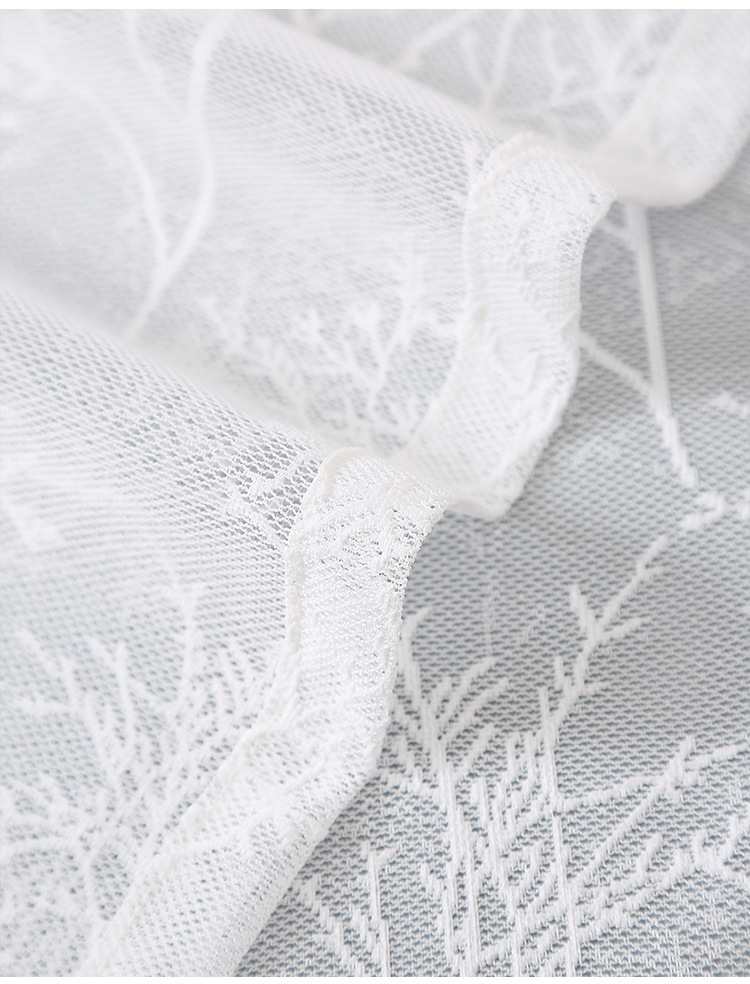 Einfache weiße Hintergrund Zweig Spitzenvorhänge Wohnzimmer Küche Balkon Studie Spitze Halbschattierung dekorative Vorhänge_voghion.com