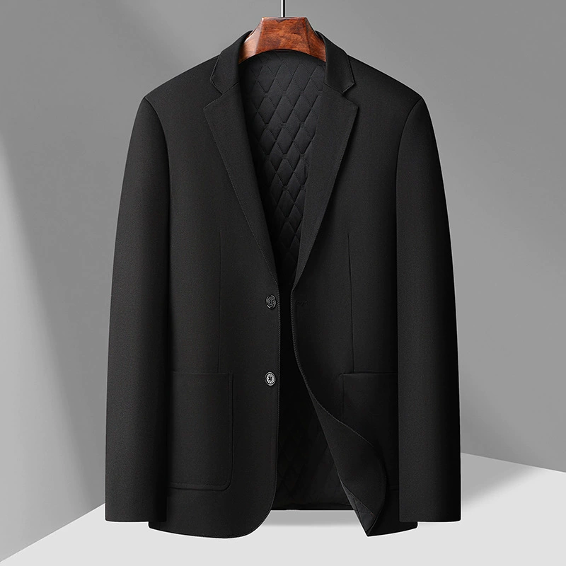 Толстяк брат 2024 осень и зима новый тонкий хлопковый костюм для мужчин плюс жир плюс черный повседневный теплый костюм