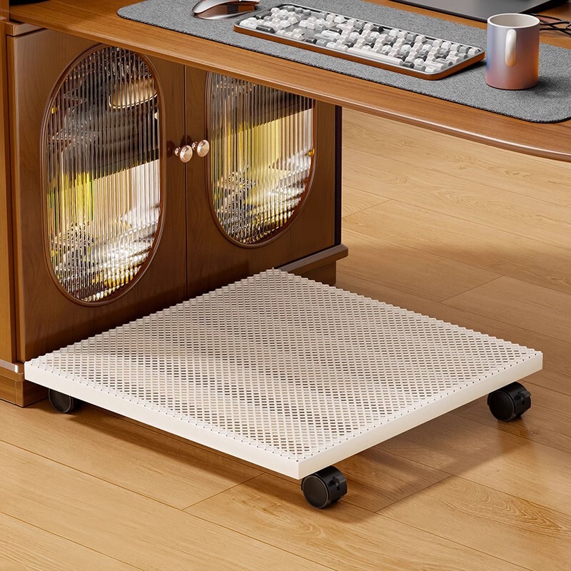 Computer Host Bracket Office Desk with Pulley Chassis Placement Rack Movable Heat Dissipation Base Elevating Bracket