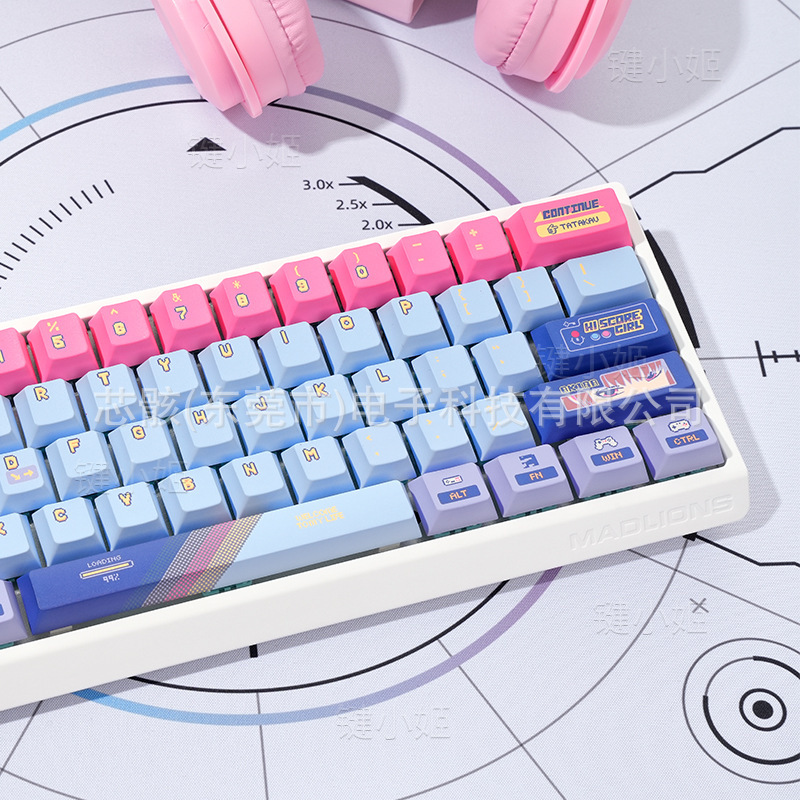 High score girl keycap [boxed] original height full five side sublimation mechanical keyboard keycap cute personality