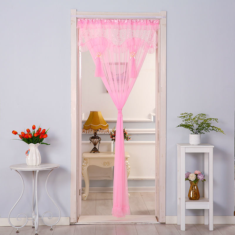 Cortina roja de boda de moda belleza hilo de encaje cortina de puerta dormitorio sala de estar simple cortina de partición a prueba de mosquitos