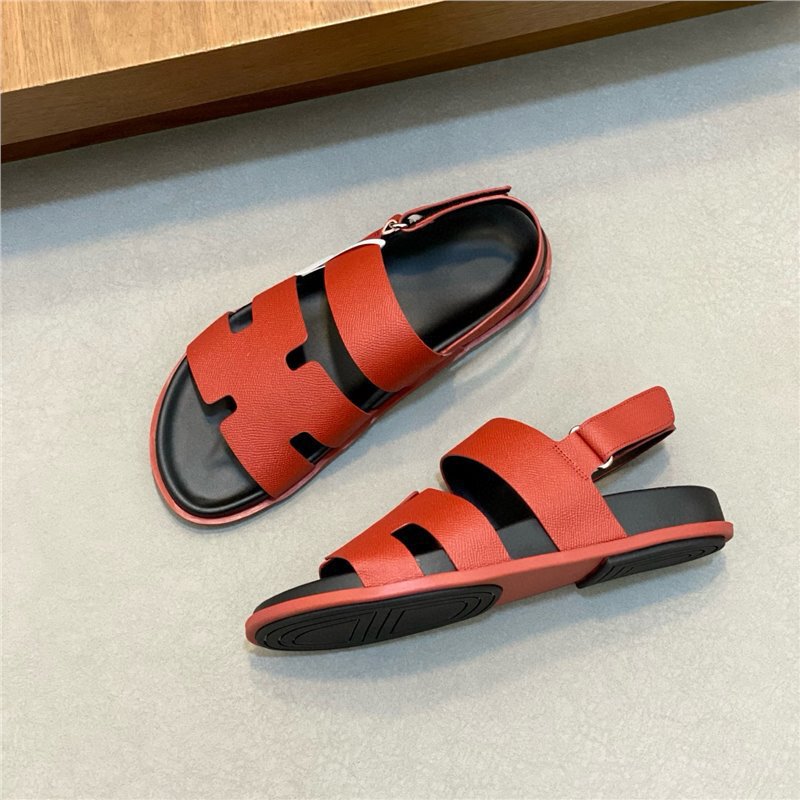 High-End Handmade Velcro Thick-Soled Palm-Patterned Calfskin Shoes, Sandals, Open-Toe Slippers, Beach Shoes