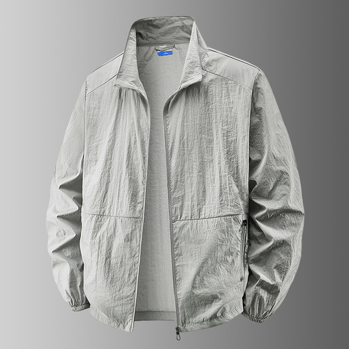 Popular summer men's sun protection clothing, outdoor casual windbreaker jacket, youth stand-up collar, loose large size skin clothing
