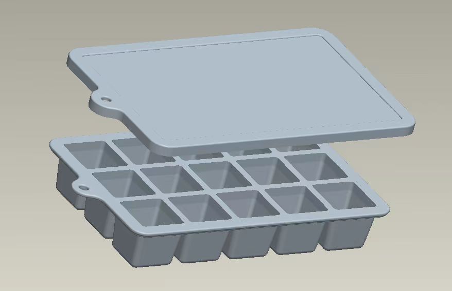 Neue Silikon-Eiswürfelform 15er Silikon-Eiswürfelform große quadratische Form mit Deckel großer Unterteiler Eiswürfelform Eisbox Fabrik Originalware sofort verfügbar