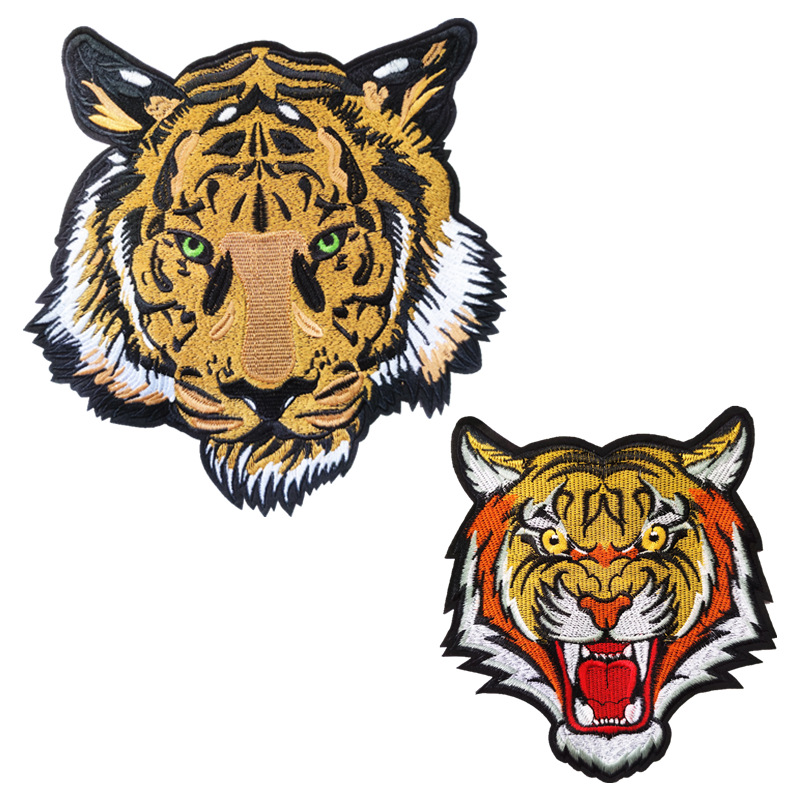 厂家现货布贴卡通老虎头电脑绣花羽绒服外套补丁贴可爱动物刺绣贴
