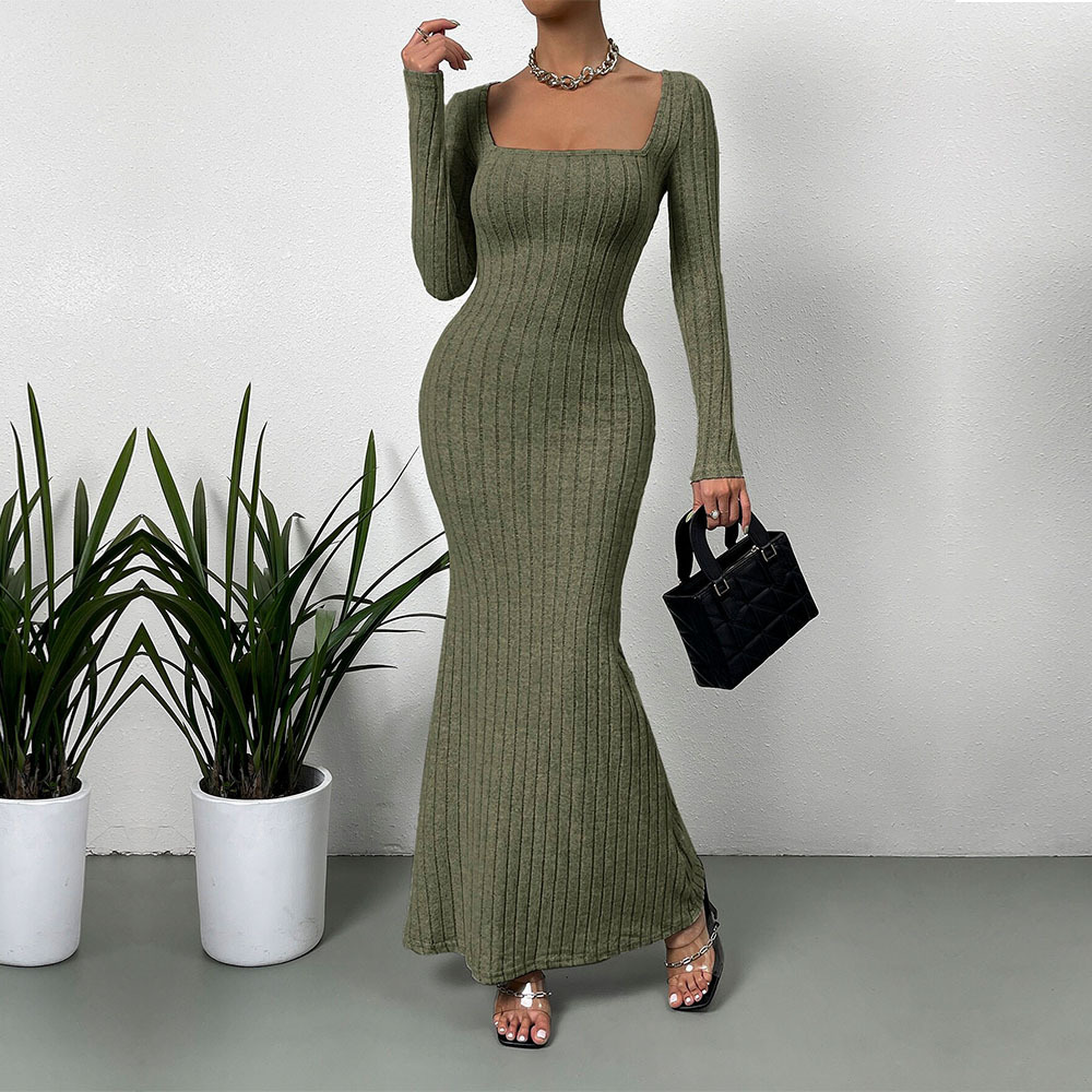 Women's Slim Fit Square-Neck Maxi Dress