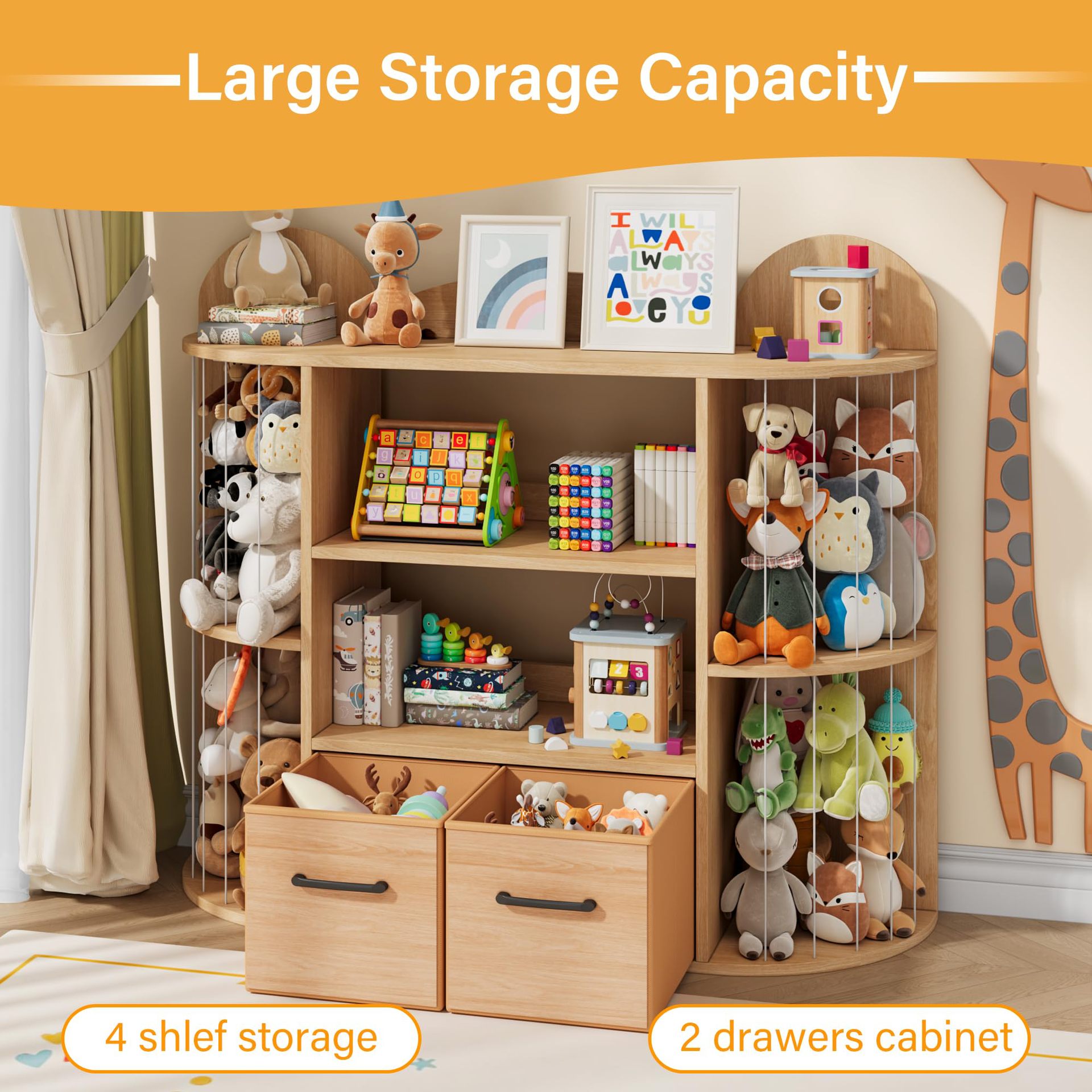 Cross-border Solid Wood Toy Rack Montessori Kindergarten Toy Storage Shelf Multi-tier Children's Bookshelf Toy Organizer