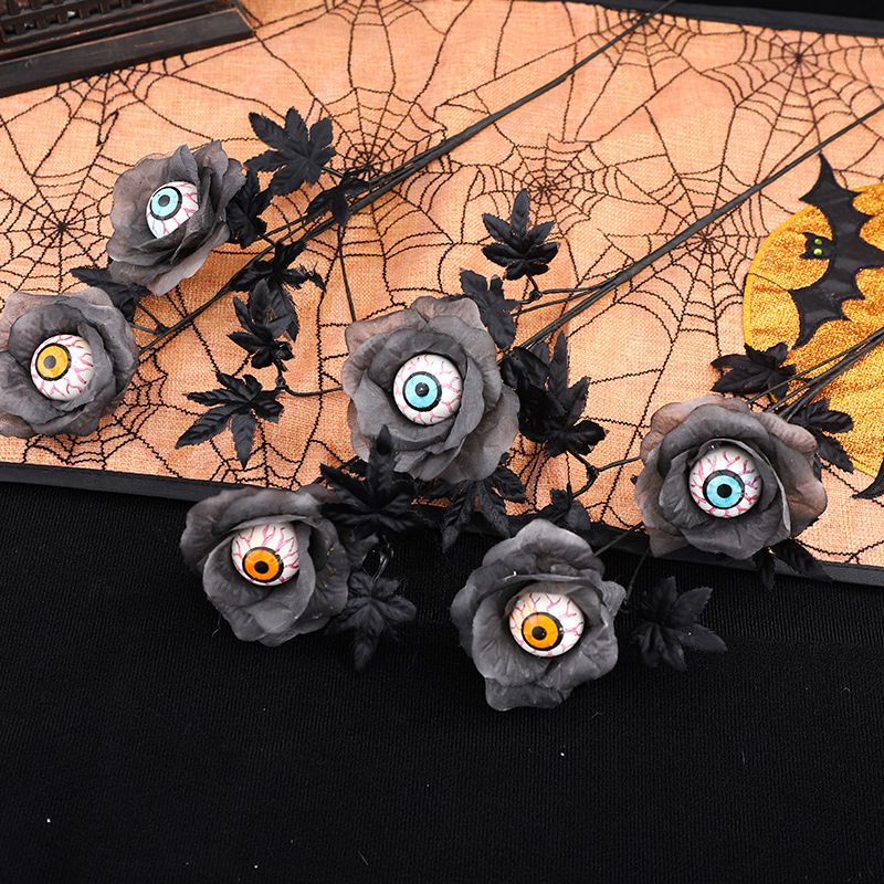 Cross-border Halloween ojos de terror negro hojas de arce ramos de flores Festival de fantasmas Hogar comercial Decoraciones de Halloween