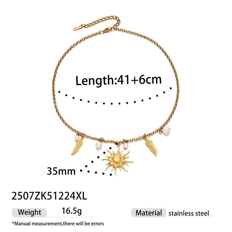 Collar de acero inoxidable TENA Europa y América lujo ligero nicho de moda accesorios versátiles colgante solar cadenas de clavículas ventas calientes transfronterizas