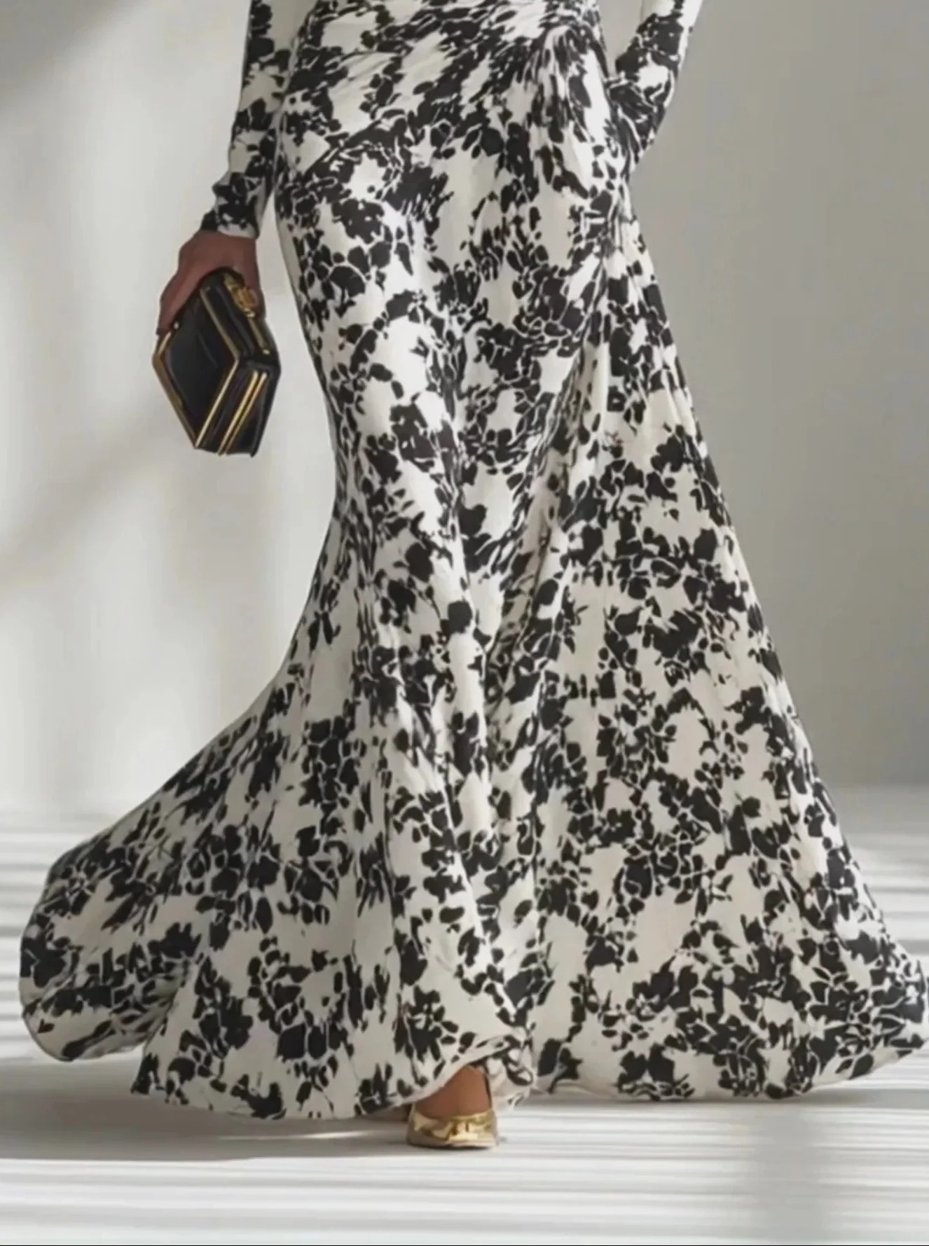 Autumn High-Waisted Pleated Full Skirt Dress For Women Sexy Long-Sleeved Fitting_ecoleips.com
