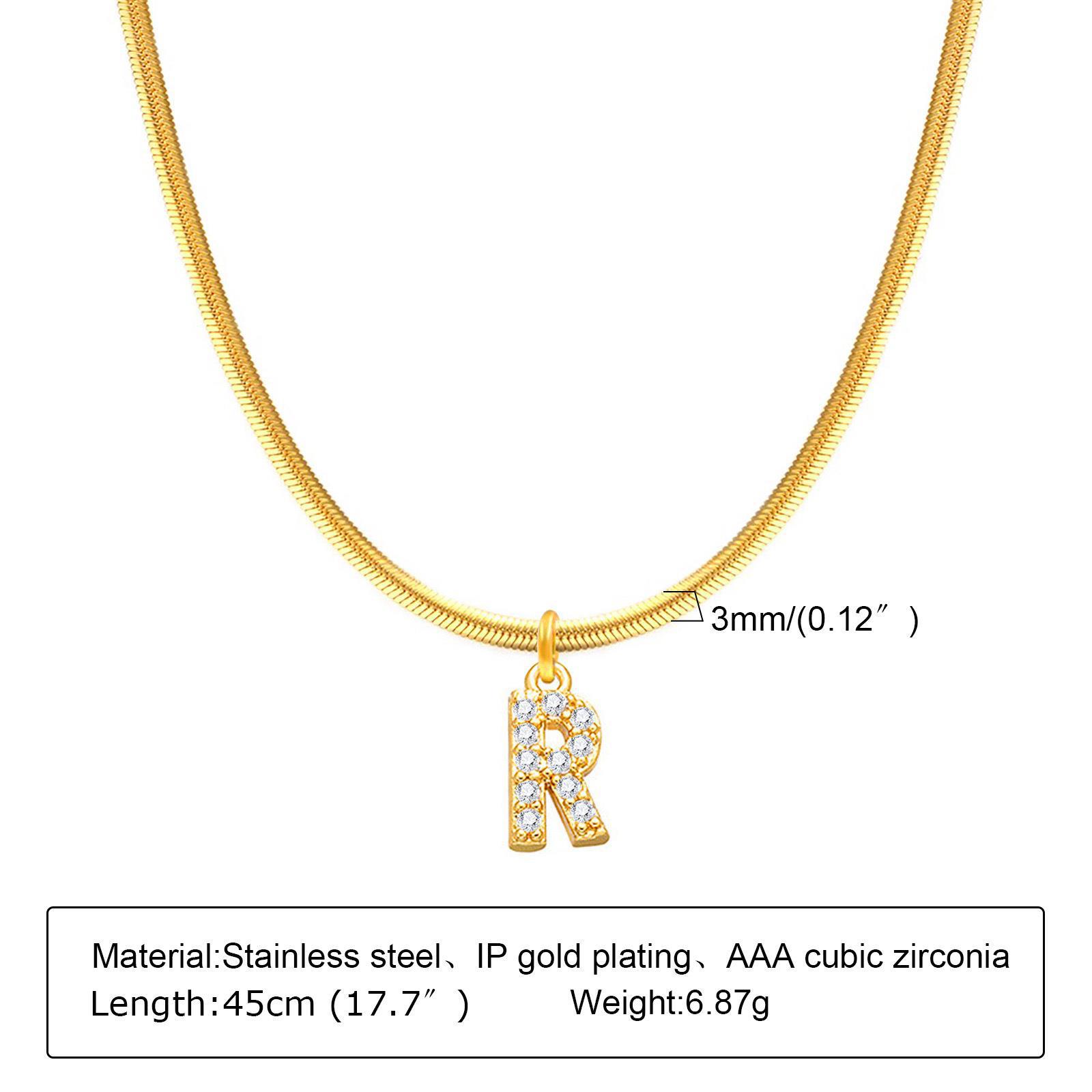 PVD Coated Gold Plating Process Wholesale Jewelry Fashion Letter 201 Stainless Steel Zircon Plating Stainless Steel Necklaces