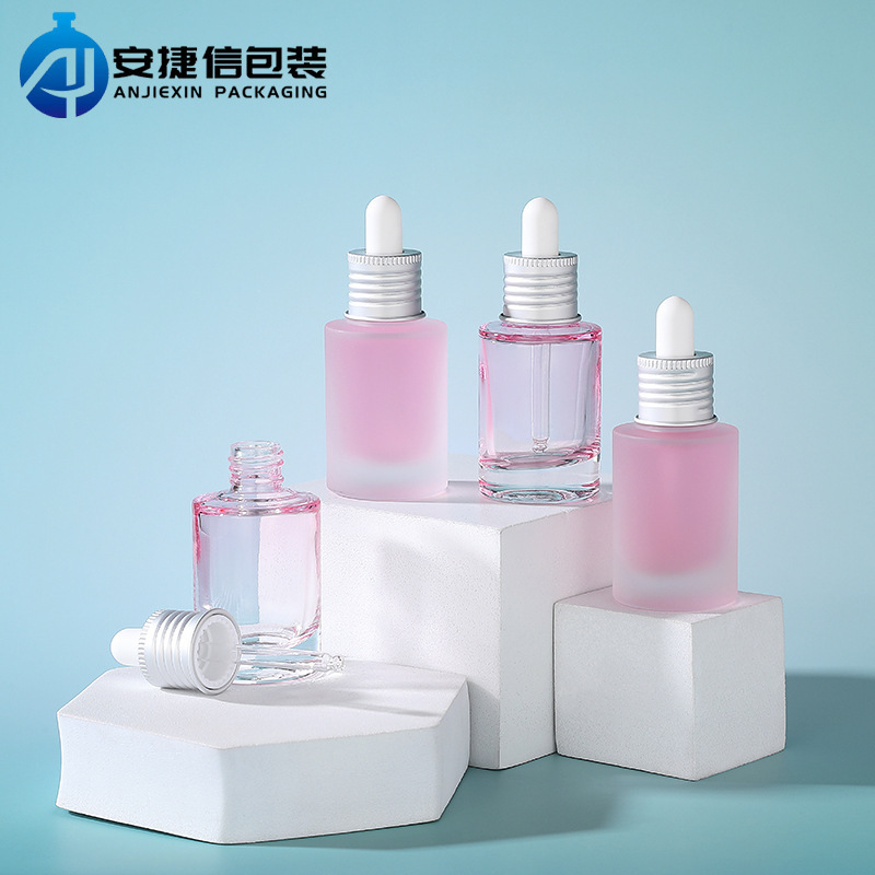 现货透明直圆滴管瓶30ml 磨砂精华原液玻璃瓶 精油瓶分装瓶|undefined