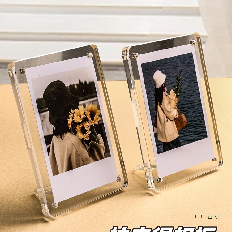 Acrylic Transparent Polaroid Display Frame Photo Small Card Mini Photo Paper Table Magnetic Film Photo Frame