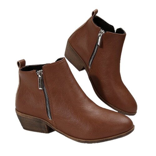 Leather lace-up ankle boots for autumn/winter, new European and American wide sizes, pointed toe with side zipper, distressed retro Martin boots