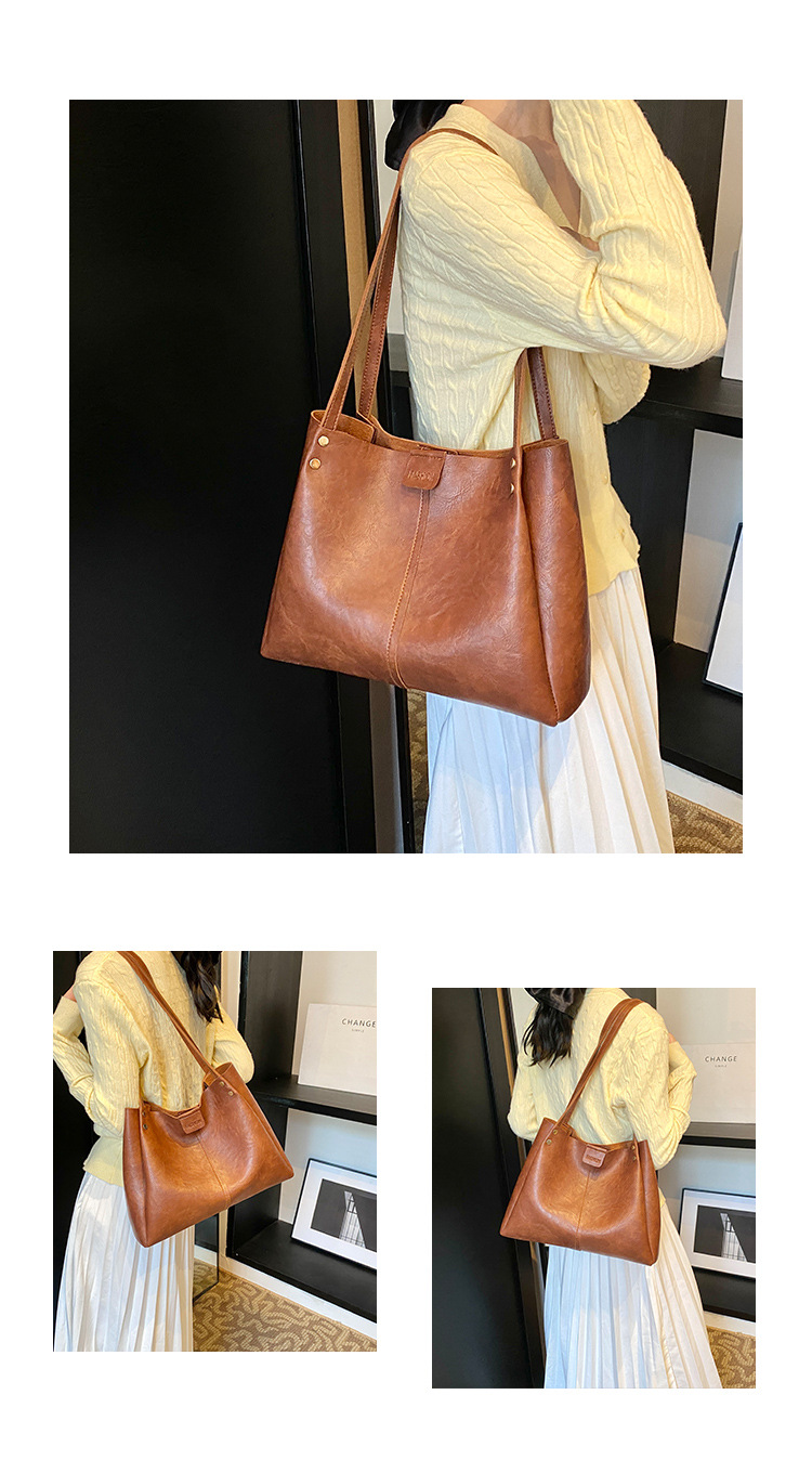 The new 2024 autumn collection features a retro, simple, large-capacity, solid-color, fashionable and individual single-shoulder underarm tote women's bag undefined