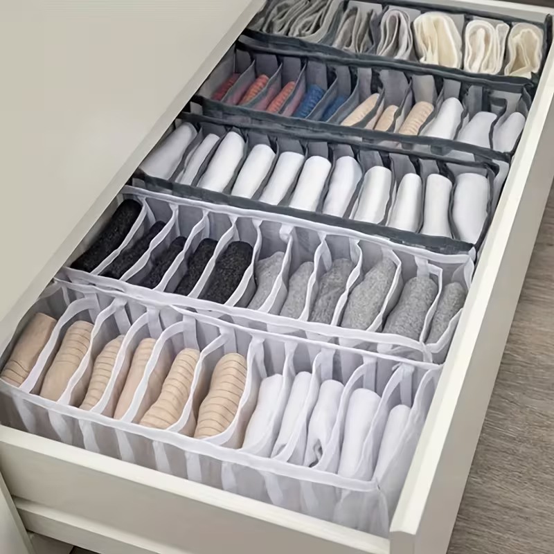 Household mesh underwear, socks storage box, divided compartments, dormitory home supplies three-piece set, organizing tool