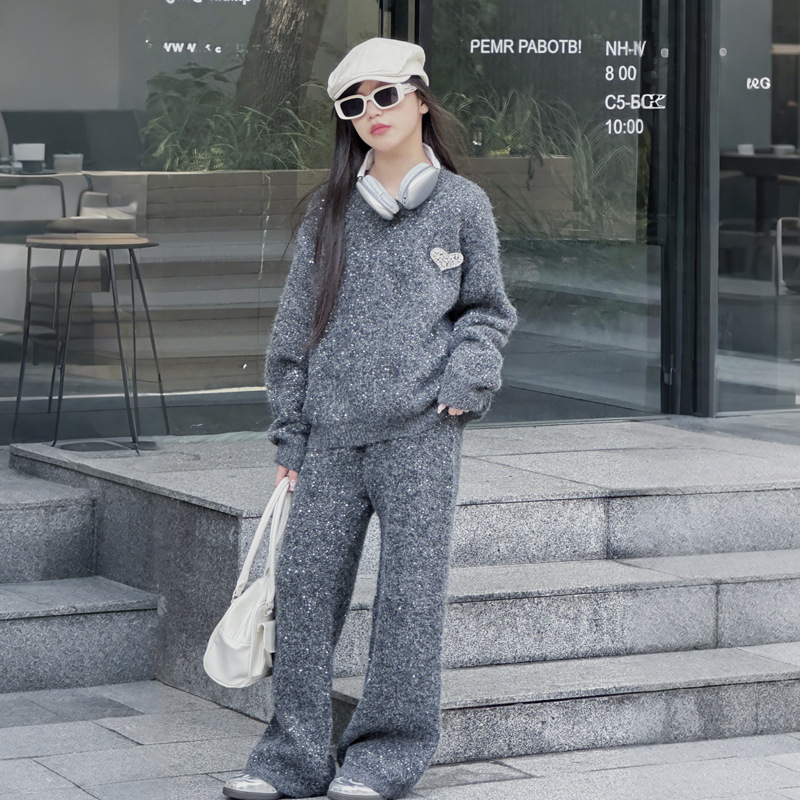女童针织秋装2025新款时尚中大童韩版洋气百搭休闲儿童装女孩春秋|undefined