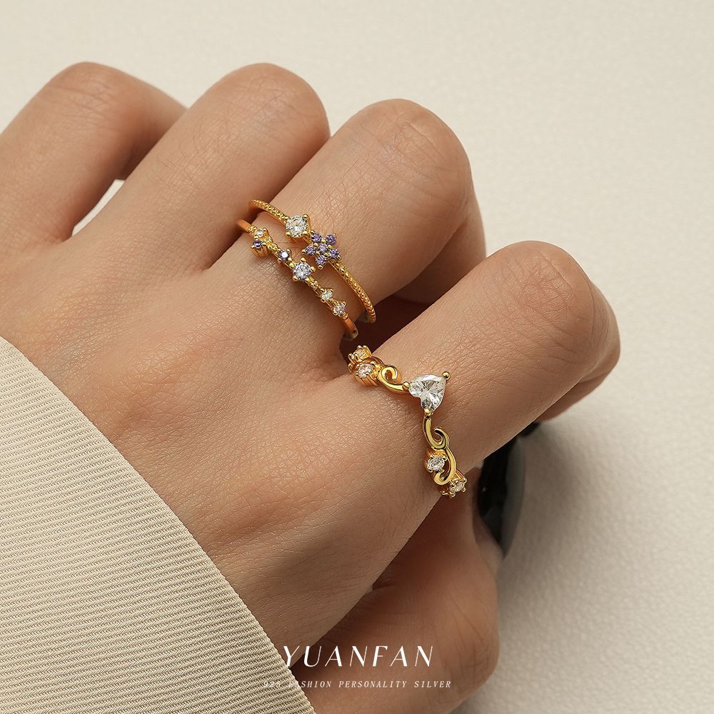 1 Piece 925 Sterling Silver Heart Shape Butterfly Open Rings display picture 2