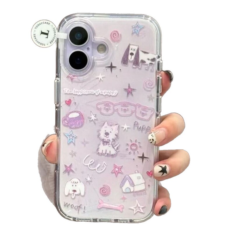 Puppy-themed phone case suitable for Samsung s23fe, s26ultra/s24plus/s21, double-layer 3, Apple 17promax