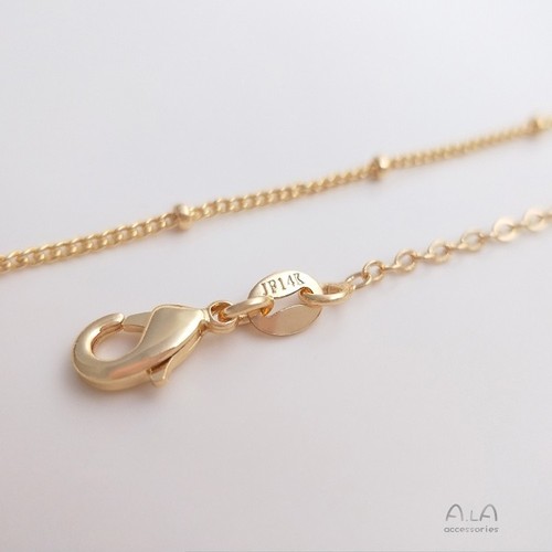 Color-preserving JF14K steel stamp package real gold finished necklace flat O separated bead chain water drop extension chain 45 cm clavicle neck chain