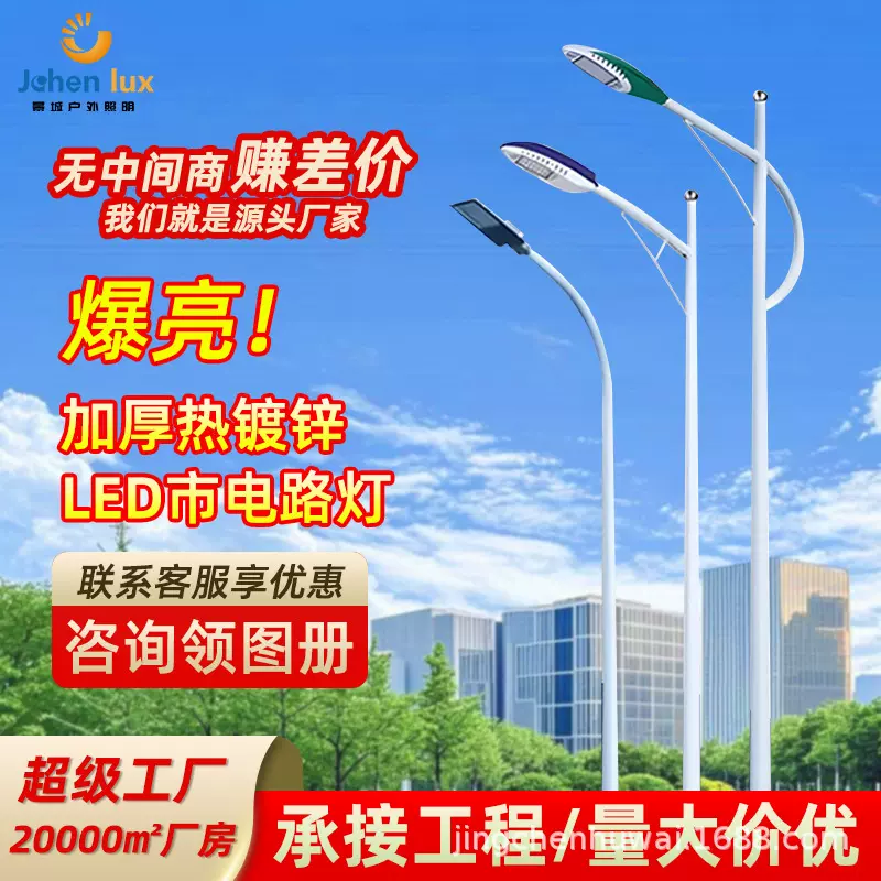 户外市电路灯led市政道路照明单双臂新农村亮化工程源头厂家直发