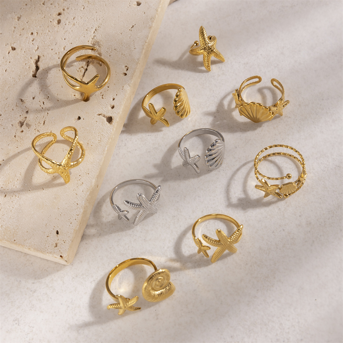 Tena Anillo de acero inoxidable de estilo europeo y americano Diseño de nicho femenino Playa de vacaciones Anillo de acero de titanio Joyería de explosión transfronteriza