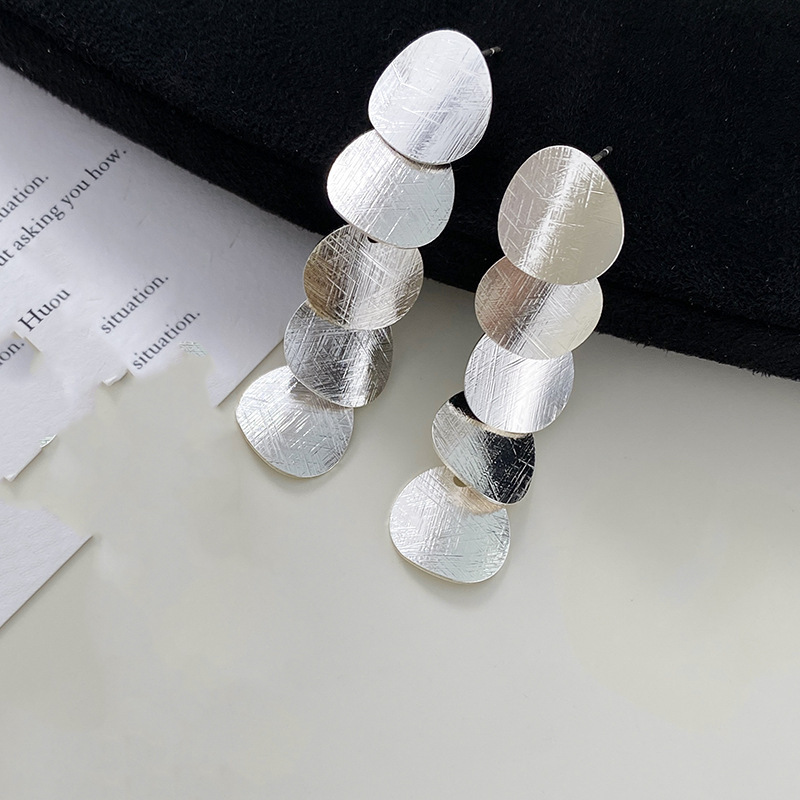 小众设计欧美高级感独特个性几何不规则圆片流苏耳夹轻奢气质耳钉|undefined