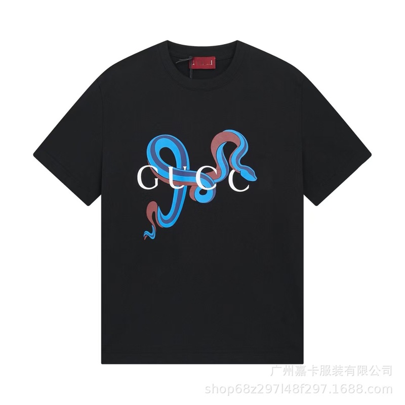 クロスボーダーハイエンドGファミリーTシャツラウンドネックフロントロゴ柄シリーズカジュアル男女同型半袖Tシャツ|undefined