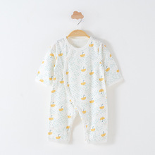新生儿夏季超薄连体衣婴儿纯棉a类无骨空调服男女宝宝长袖哈衣服