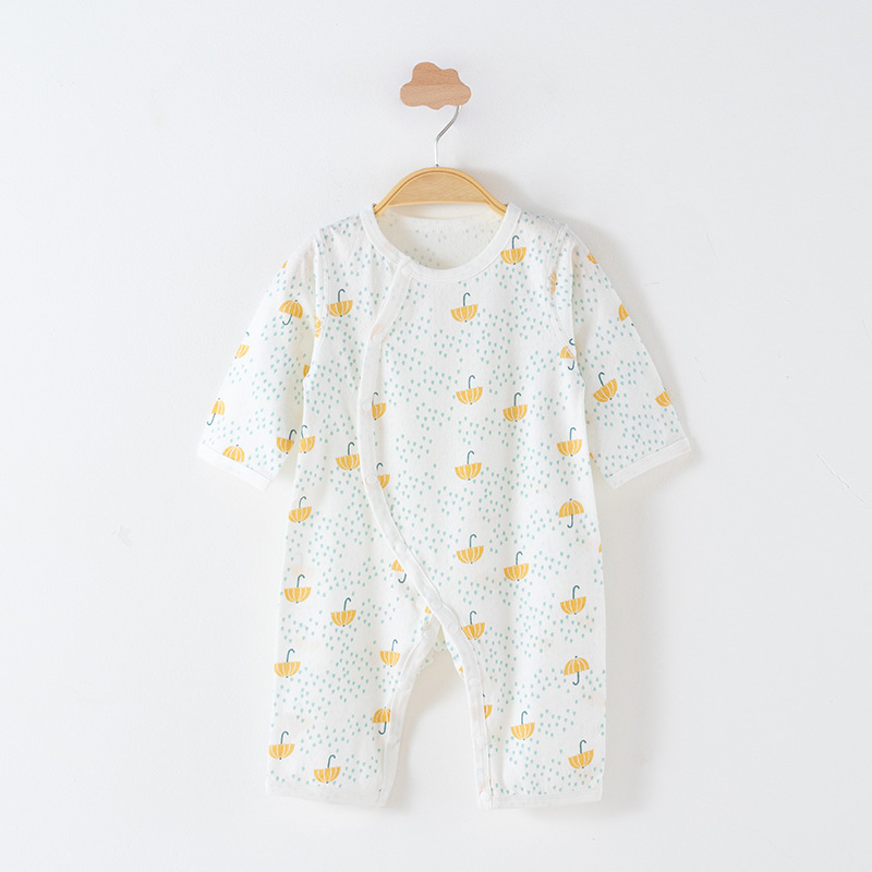 新生儿夏季超薄连体衣婴儿纯棉a类无骨空调服男女宝宝长袖哈衣服