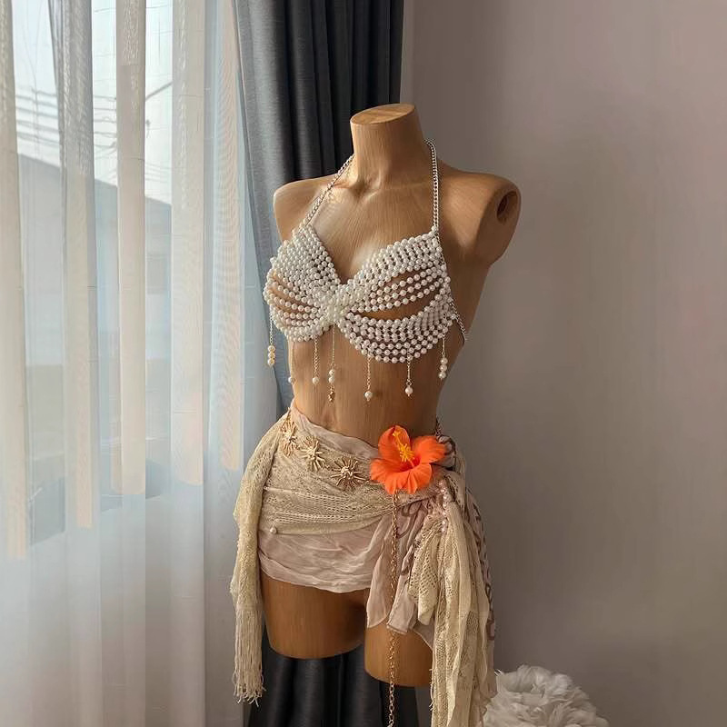 European and American Cross-Border Versatile Pearl Handmade Body Chain Sexy Metal Connection Travel Chest Chain Bra Vest European and American Cross-Border Versatile Pearl Handmade Body Chain Sexy Metal Connection Travel Chest Chain Bra Vest