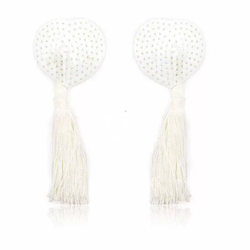 Nipple Stickers (Jing Guang) Heart Sequin Tassels, Adhesive Pasties, 2‑Piece Set