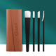 Black 160 Four Knife Brown Leather Case