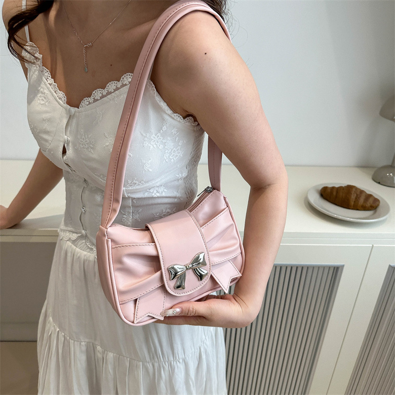 Niche bow handbag 2025 new spring and summer fashion texture all-match underarm bag trendy one-shoulder messenger bag Niche bow handbag 2025 new spring and summer fashion texture all-match underarm bag trendy one-shoulder messenger bag